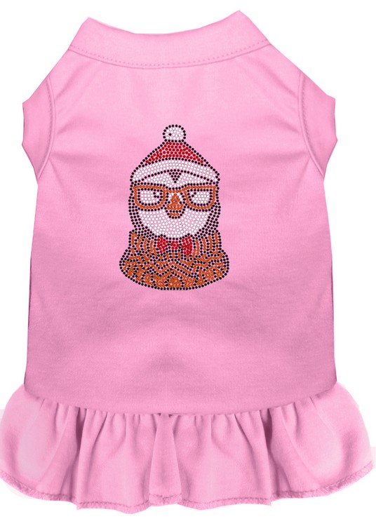 Hipster Penguin Rhinestone Dog Dress Light Pink Sm